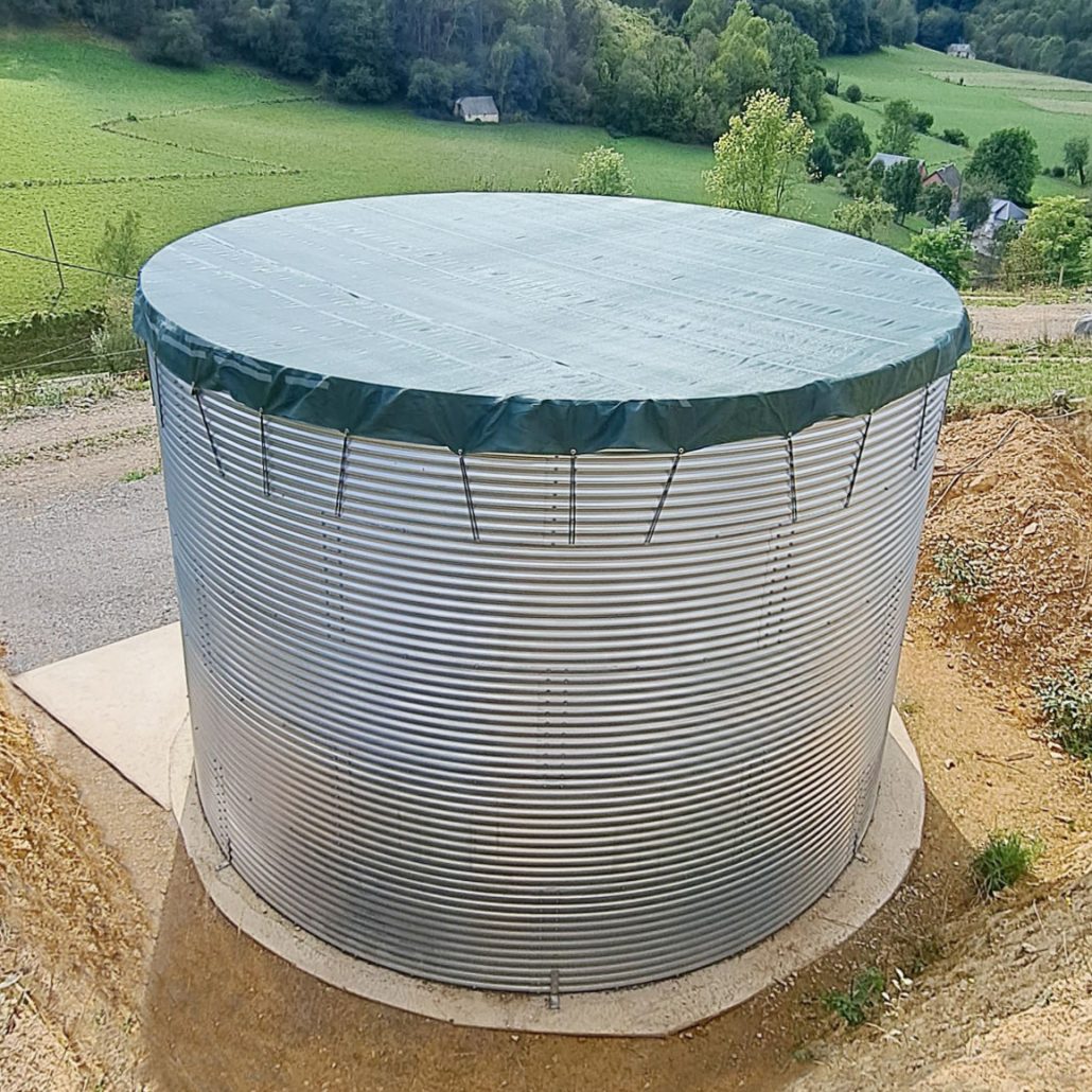 View of galvanised steel tank cover