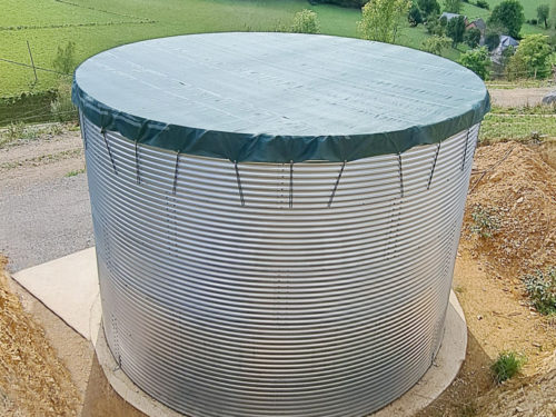 View of galvanised steel tank cover