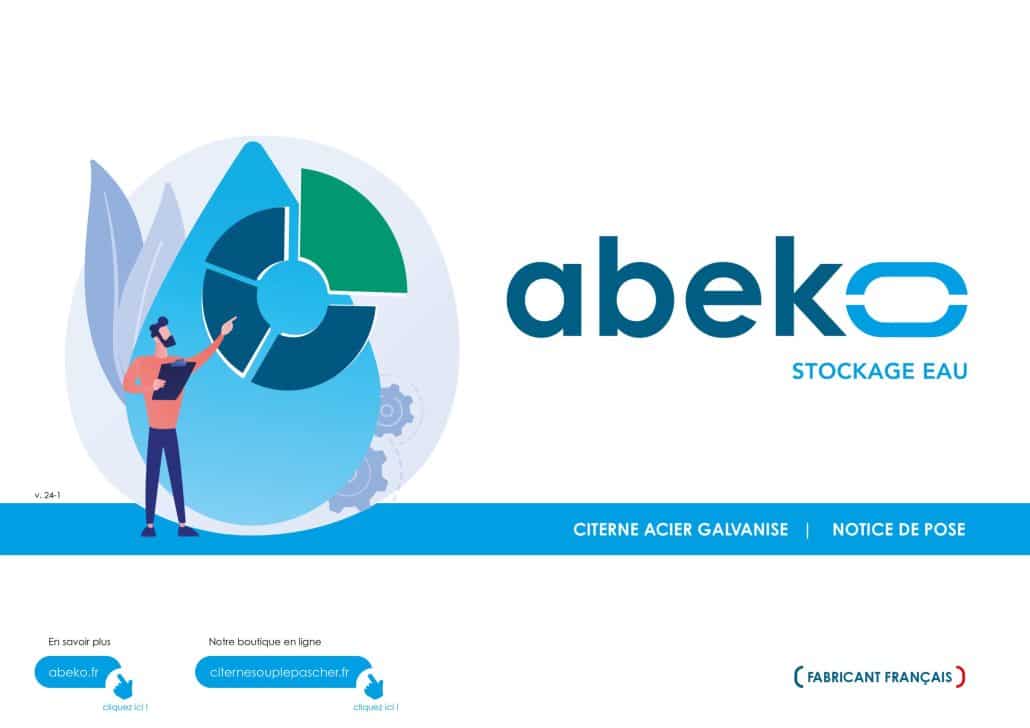 Product sheet / installation instructions for ABEKO water storage tanks