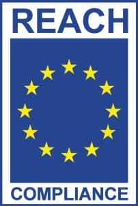 REACH Compliance logo: European regulation (regulation no. 1907/2006) which came into force in 2007 to ensure the safe manufacture and use of chemical substances in European industry.